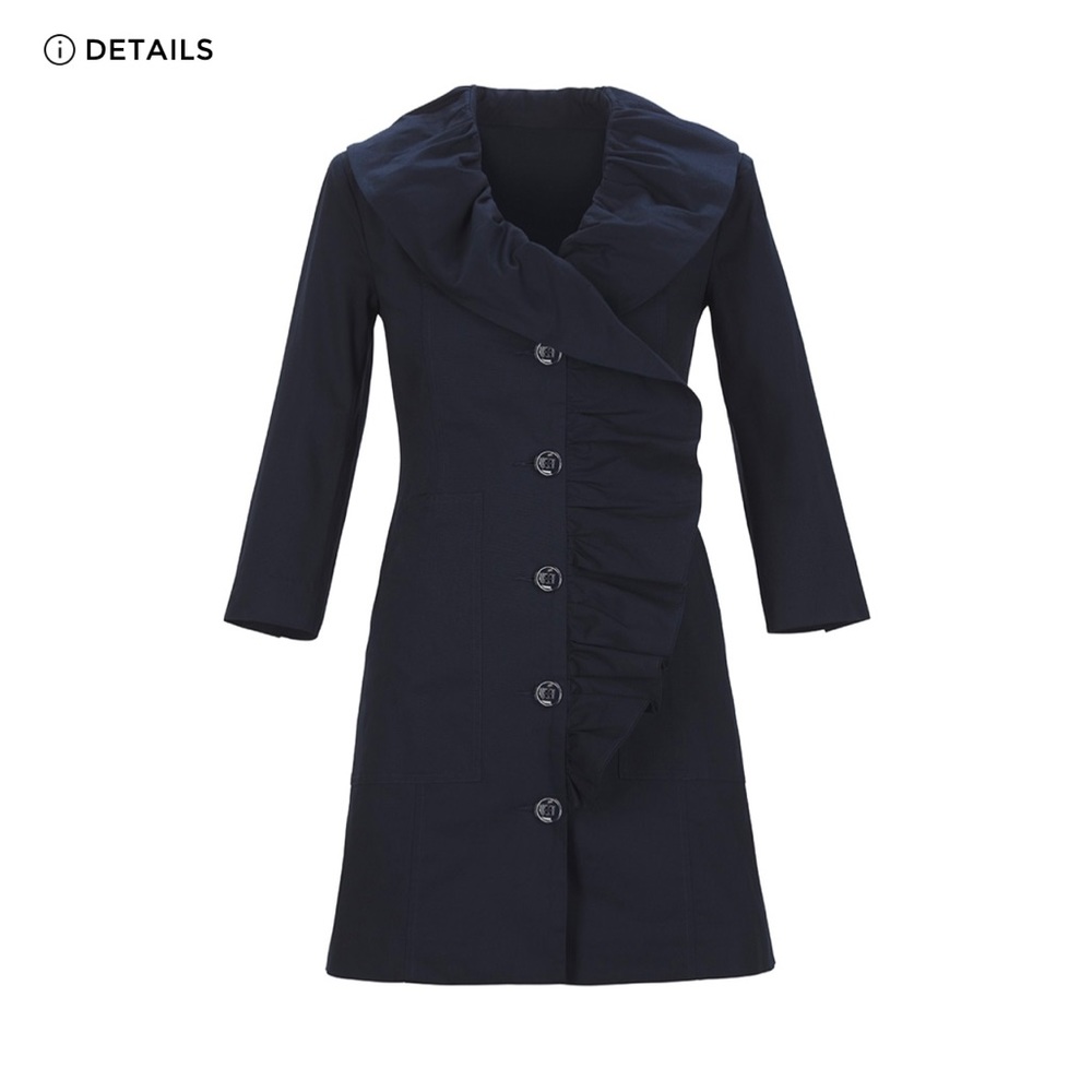 CAbi Navy ruffle front jacket.  Size S.